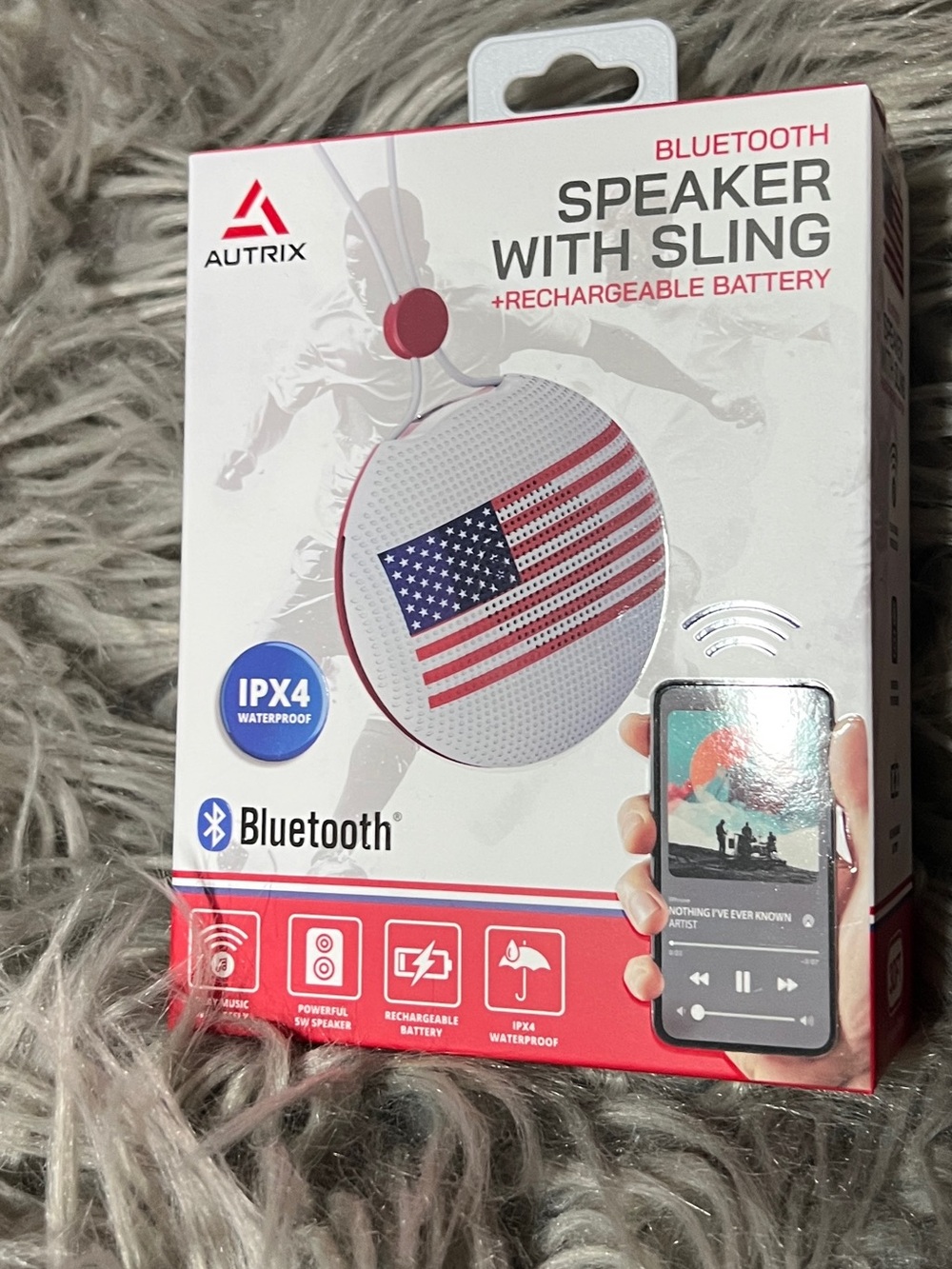 Bluetooth Portable Speaker with Sling — White & Red
